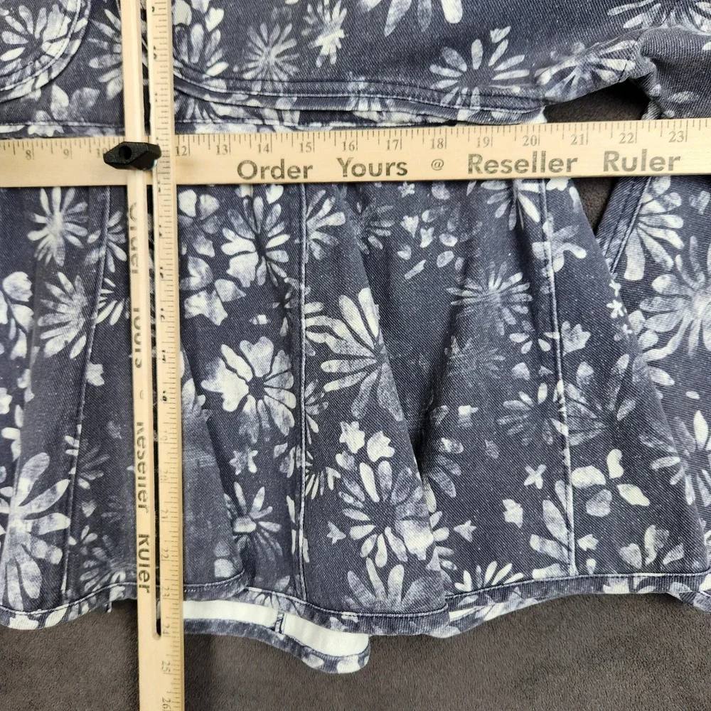 Free People Lua Bed Jacket Womens XS Indigo Floral Boho Babydoll  Pleated NEW